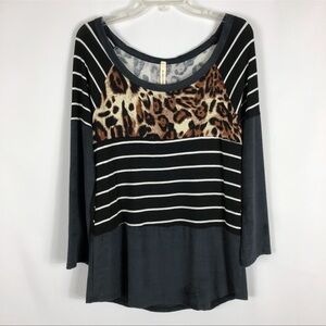 My Beloved 3/4 Sleeve Mixed Media Top Size Small